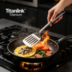 Pure Titanium Kitchen Utensil Set | 4-Piece Non-Toxic Spatula, Skimmer, Dipper & Turner