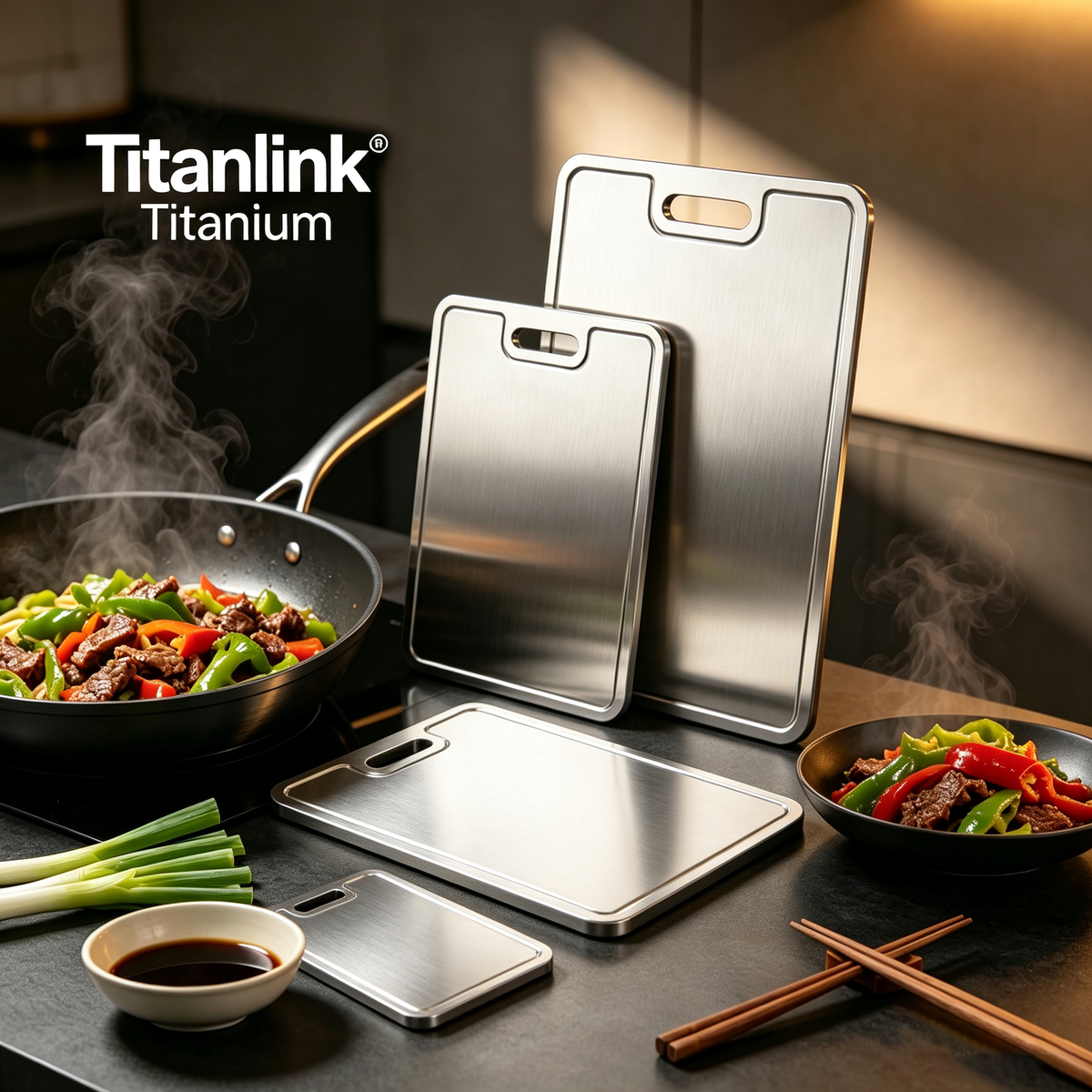 Food‑Grade Pure Titanium Cutting Board, Rust‑Proof Kitchen Chopping Board