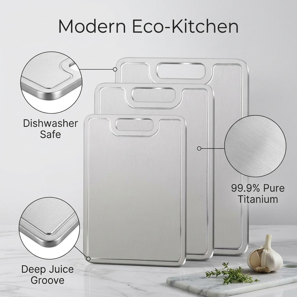 Food‑Grade Pure Titanium Cutting Board, Rust‑Proof Lightweight Titanium Kitchen Chopping Board