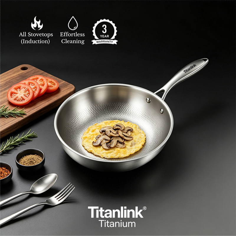 Pure Titanium Frying Pan | Non-Toxic & Lightweight Skillet
