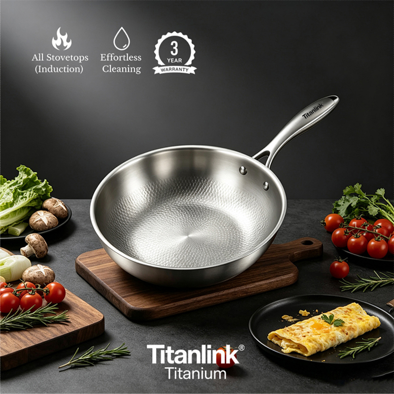 Pure Titanium Frying Pan | Non-Toxic & Lightweight Skillet