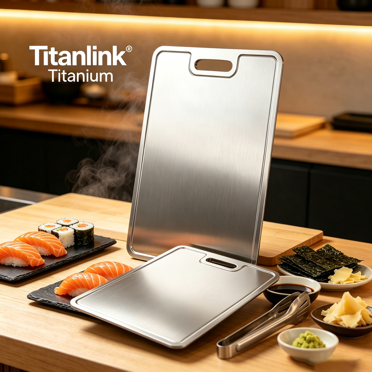 Food‑Grade Pure Titanium Cutting Board, Rust‑Proof Kitchen Chopping Board