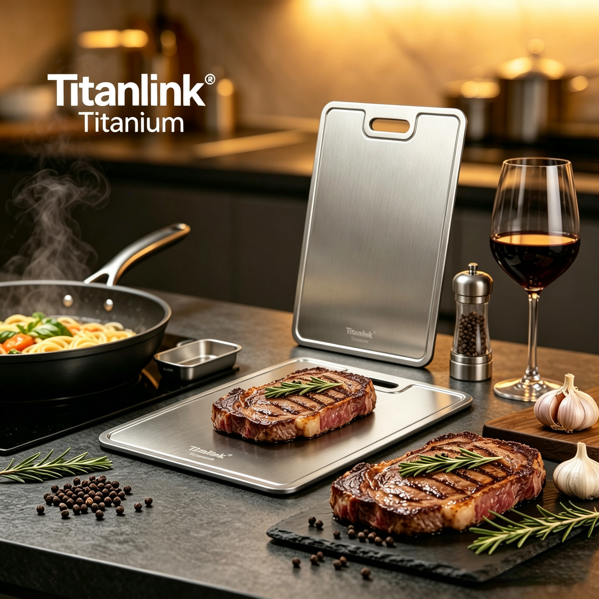 Food‑Grade Pure Titanium Cutting Board, Rust‑Proof Kitchen Chopping Board