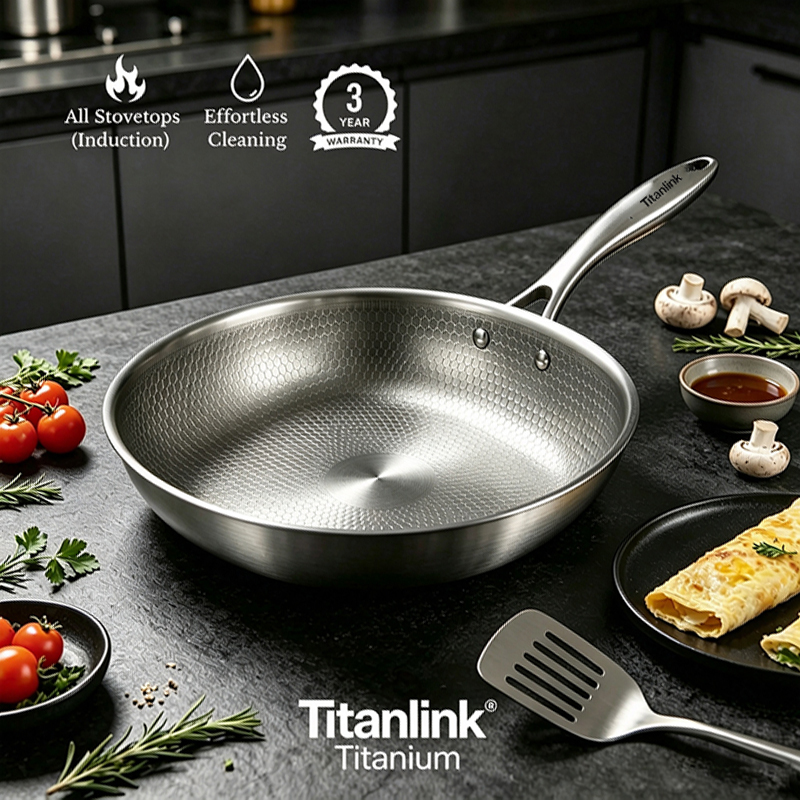 Pure Titanium Frying Pan | Non-Toxic & Lightweight Skillet