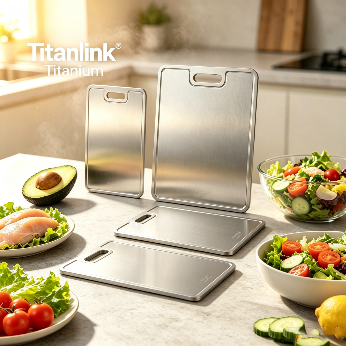 Food‑Grade Pure Titanium Cutting Board, Rust‑Proof Kitchen Chopping Board